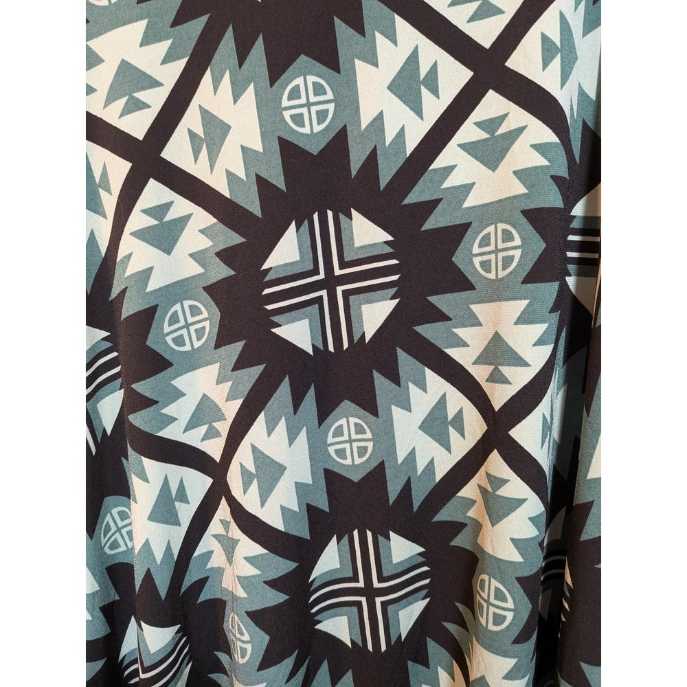 Whimsigoth Boho Western RetroGlam  Artsy Geometric Black Teal Green S Maxi Skirt - Picture 6 of 10